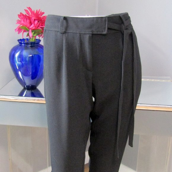 NWT LOFT Black Cropped Pants w/ Tie Belt Size 2 - Picture 2 of 5
